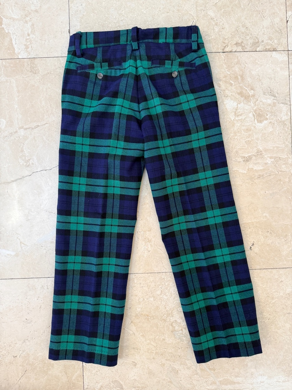 Janie and Jack suit set (4 pcs)Navy Velvet Blazer, Vest & Green Plaid Pants Set - Picture 6 of 11